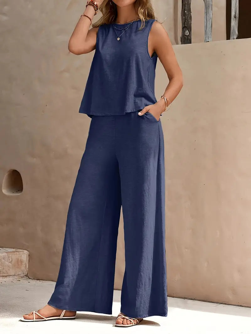 Variant image for Ensemble Tailleur Femme Élégant et Confortable à Pantalon Large-11