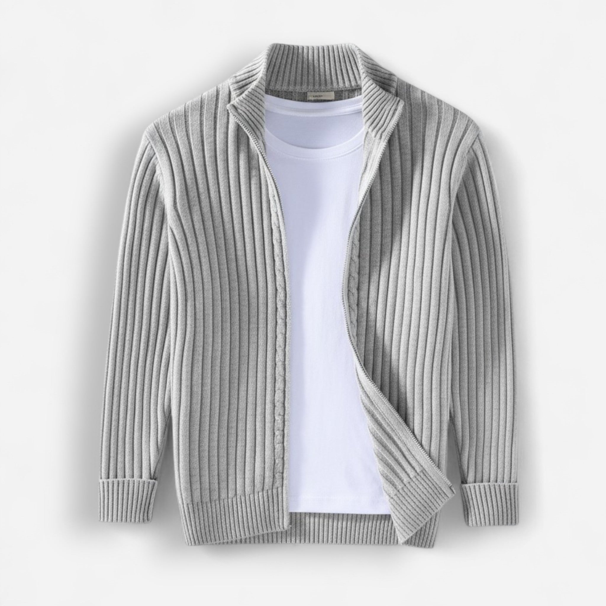 Cardigan Homme Zippé – Design Côtelé Élégant pour un Confort Quotidien 0