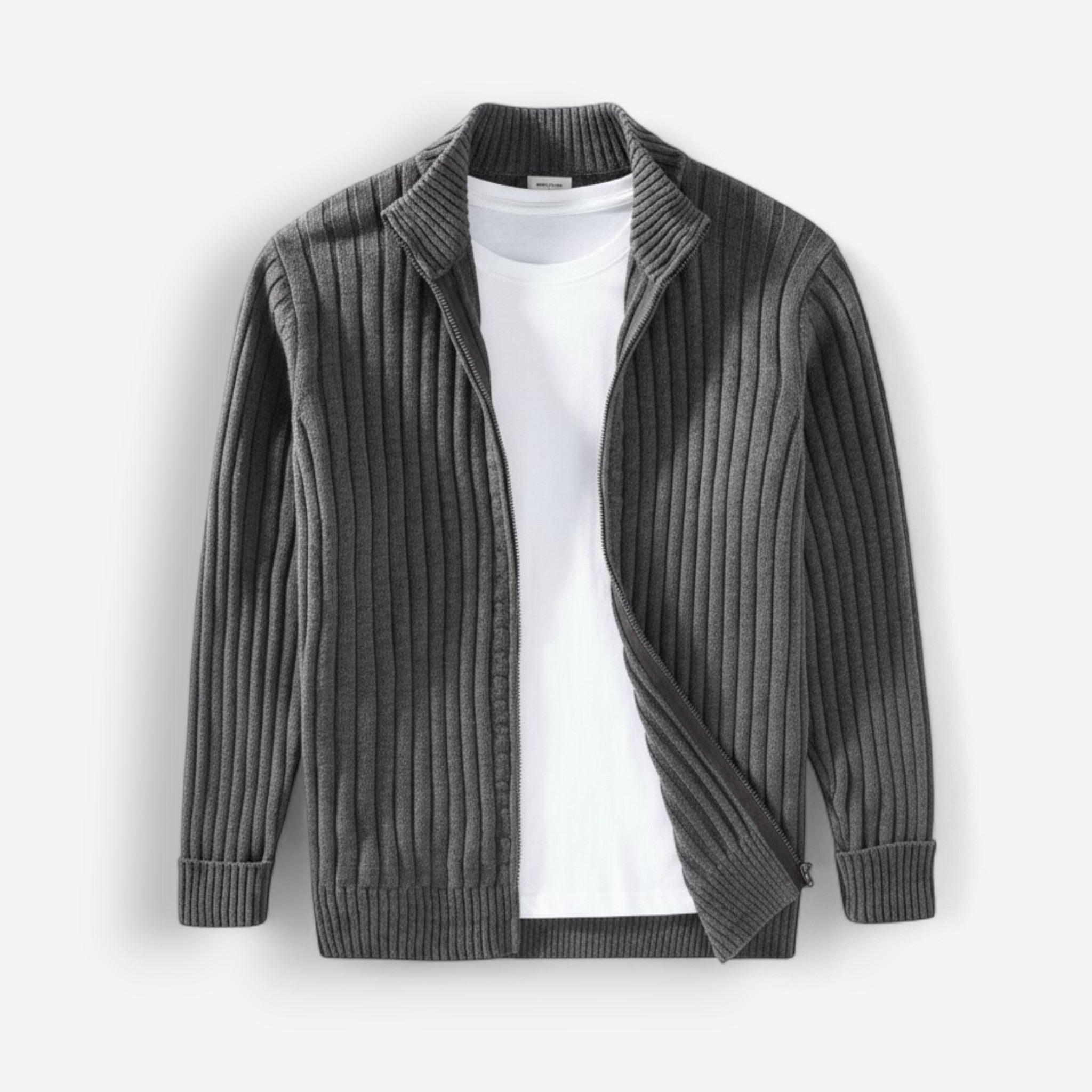 Cardigan Homme Zippé – Design Côtelé Élégant pour un Confort Quotidien 4