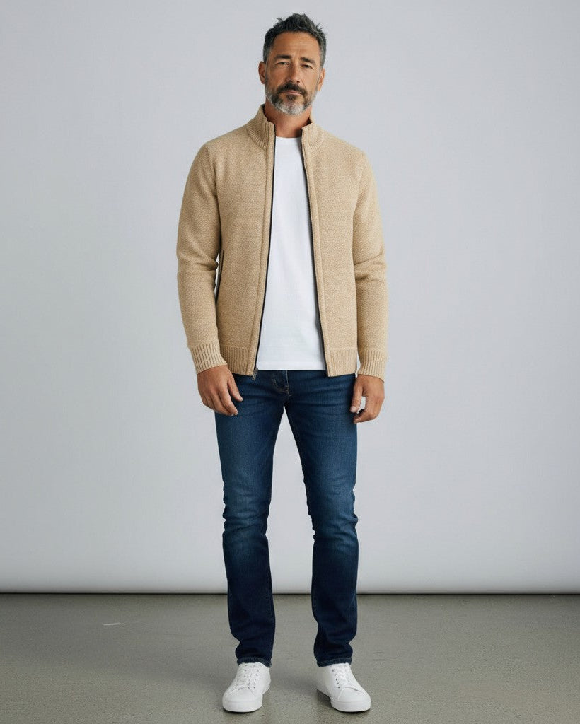 Cardigan Zippé Homme – Col Montant Élégant pour Confort Optimal en Toute Saison 2