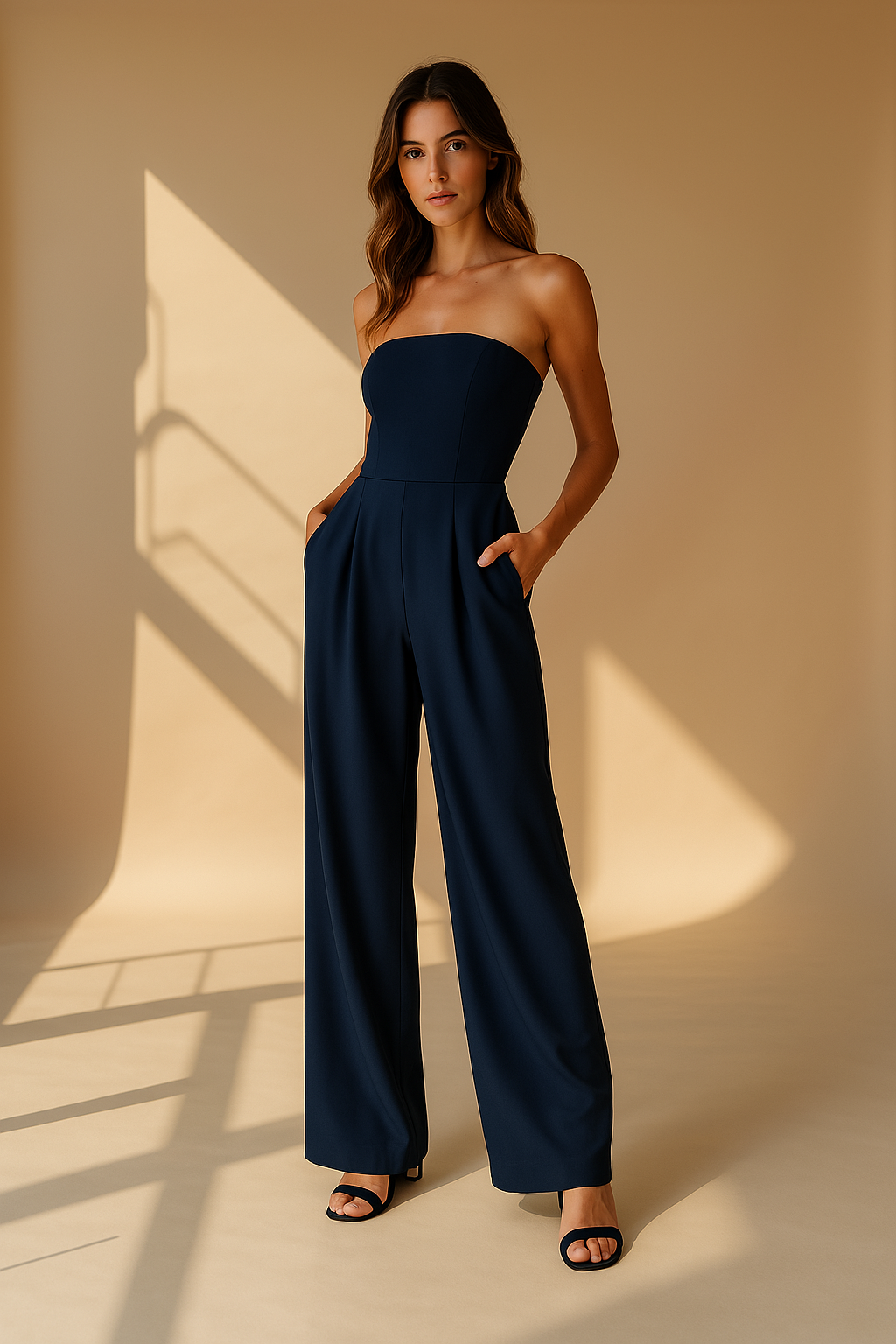 Combinaison Femme Chic Sans Bretelles au Style Élégant-3