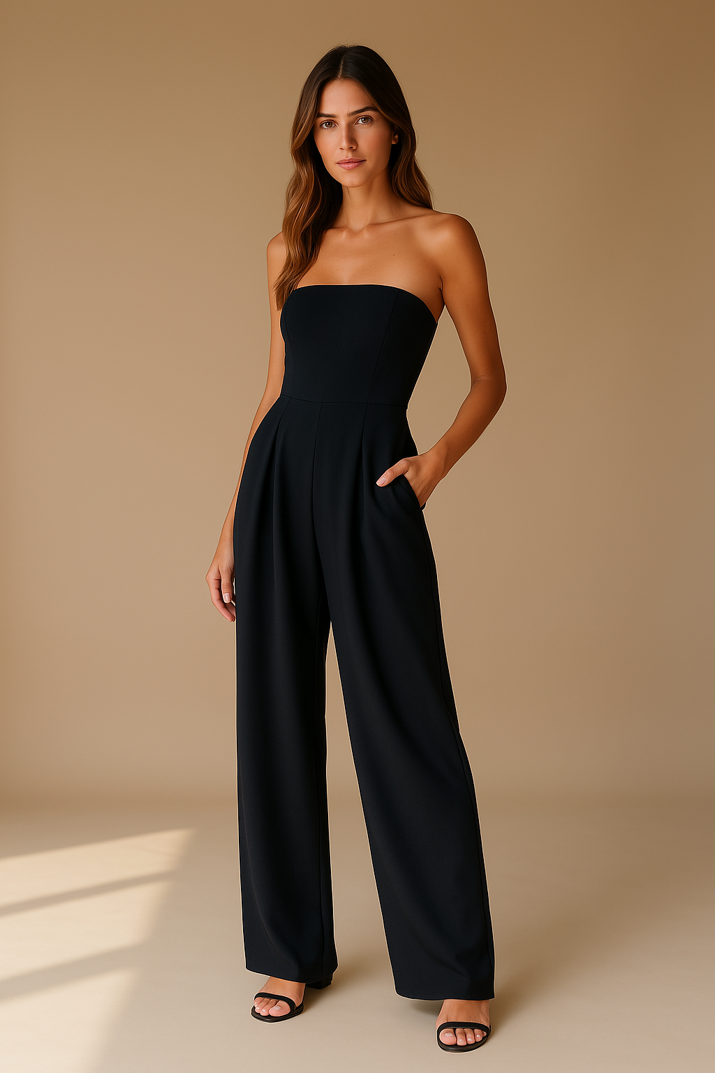 Combinaison Femme Chic Sans Bretelles au Style Élégant-2