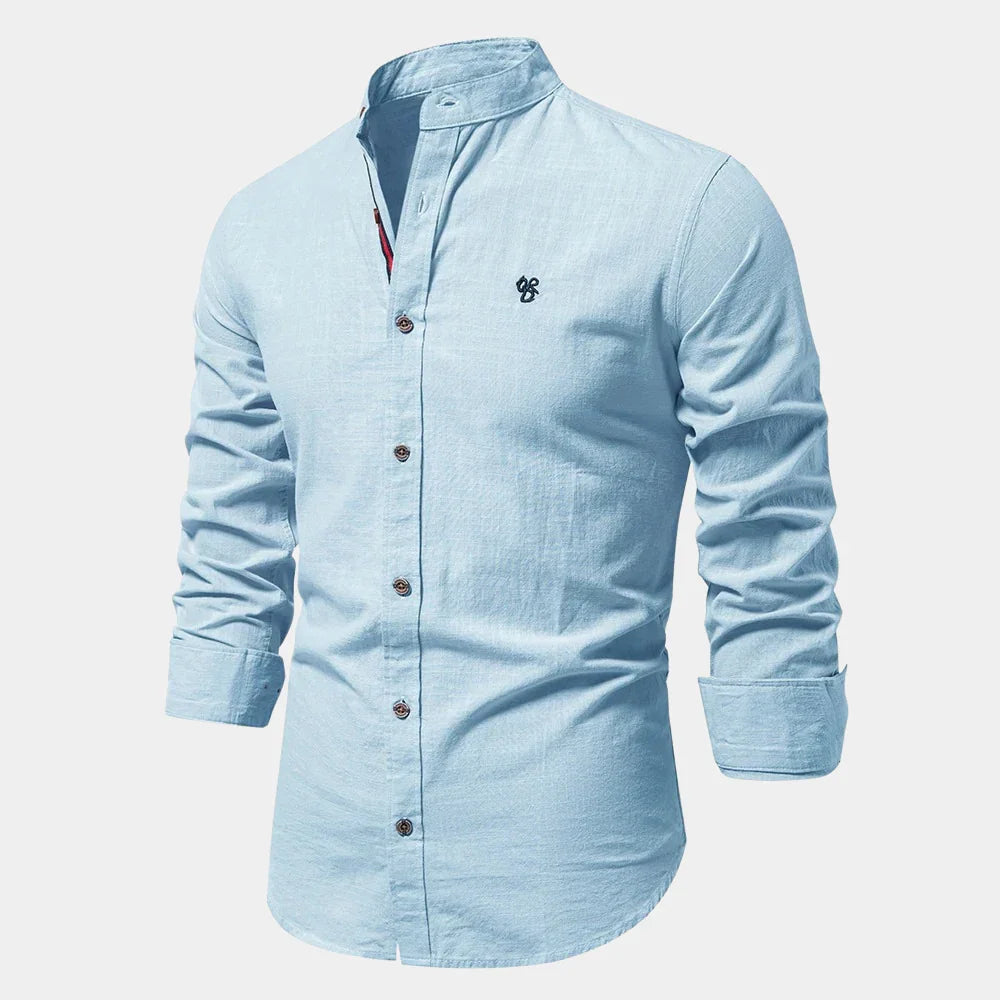 Chemise Homme Col Montant – Élégance Ajustée pour Un Style Polyvalent 0