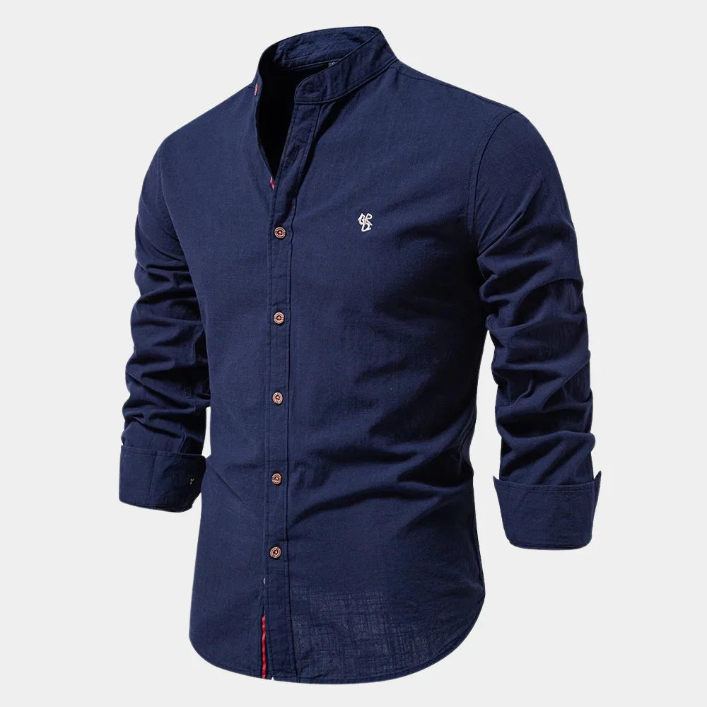 Chemise Homme Col Montant – Élégance Ajustée pour Un Style Polyvalent 1