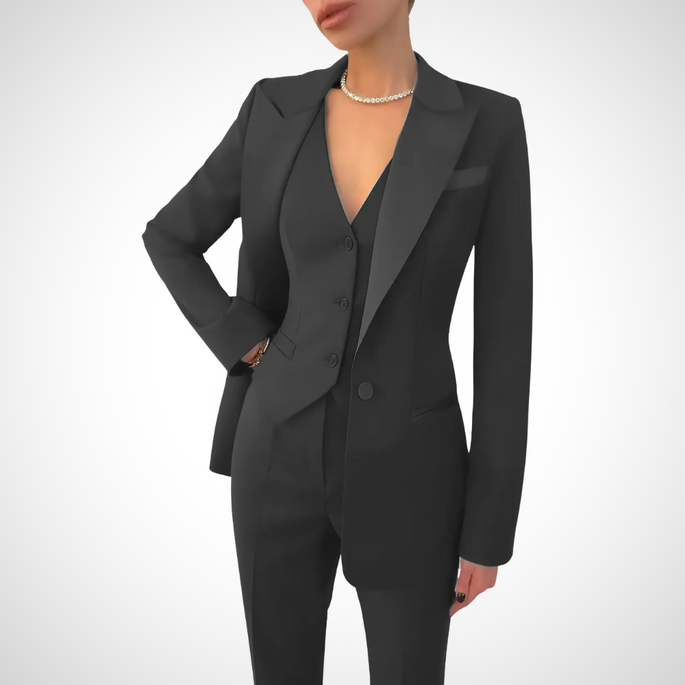 Costume Femme Élégant Trois Pièces au Style Professionnel 0