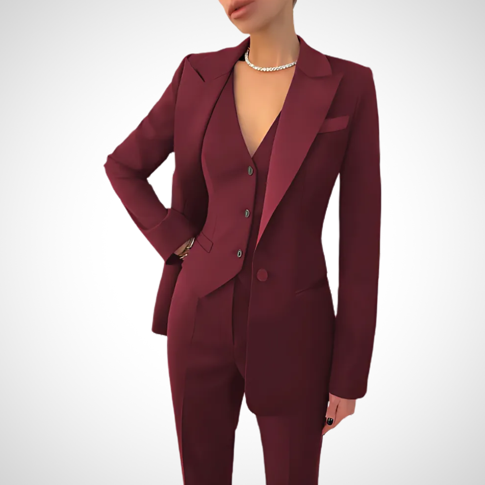 Costume Femme Élégant Trois Pièces au Style Professionnel 1