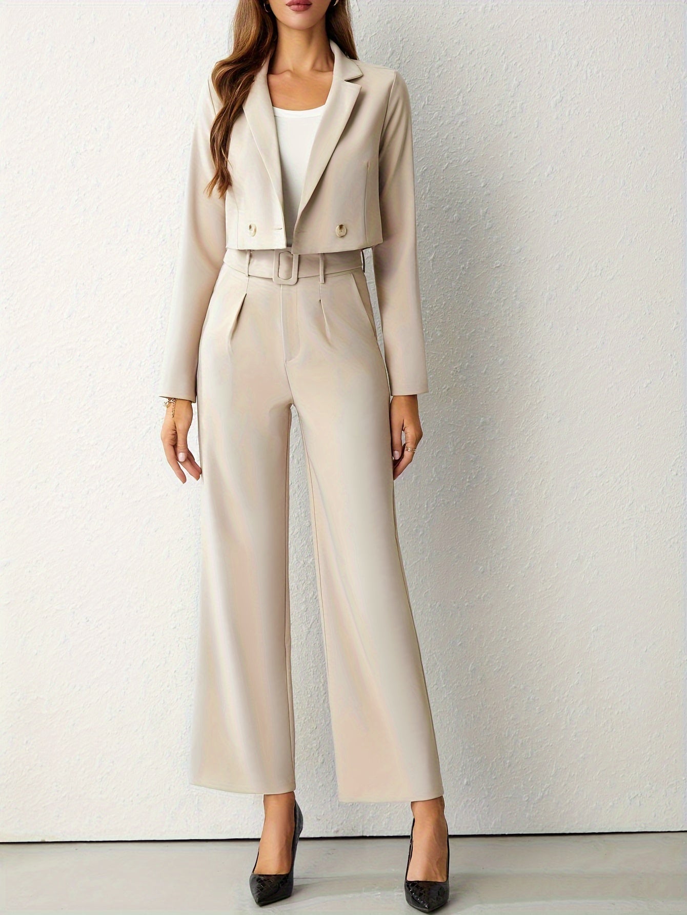 Ensemble Tailleur Femme Élégant avec Pantalon Large Confortable 5