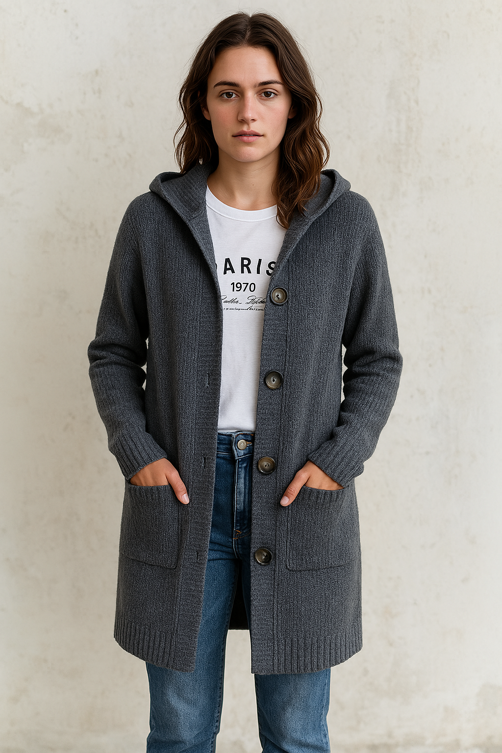 Gilet Long Élégant avec Poches Pratiques 3