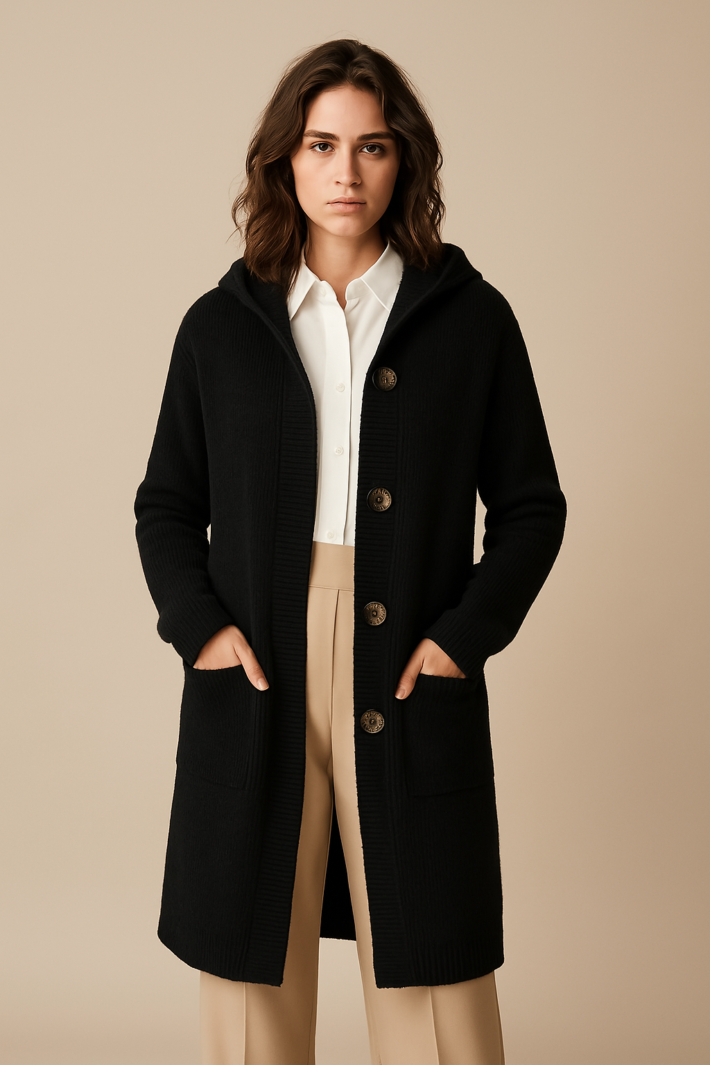 Gilet Long Élégant avec Poches Pratiques 4