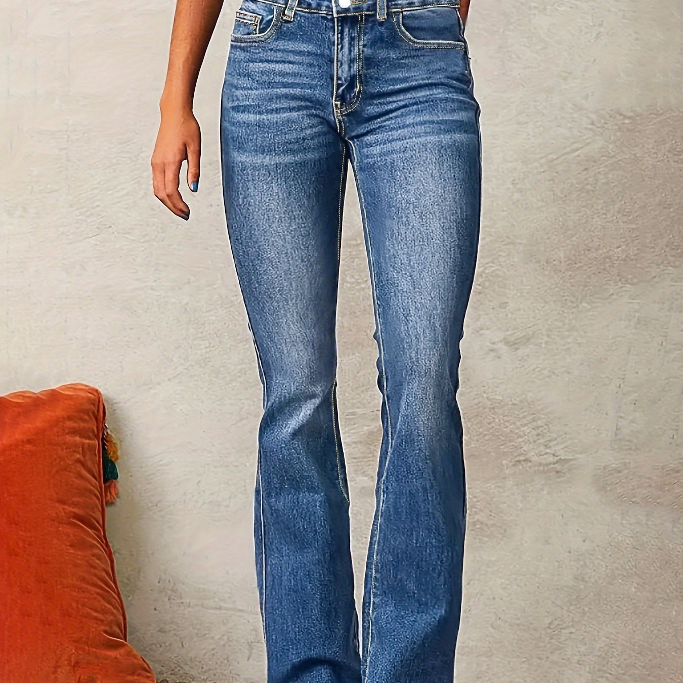 Jeans Femme Évasés Taille Haute au Style Rétro et Confort Optimal 0