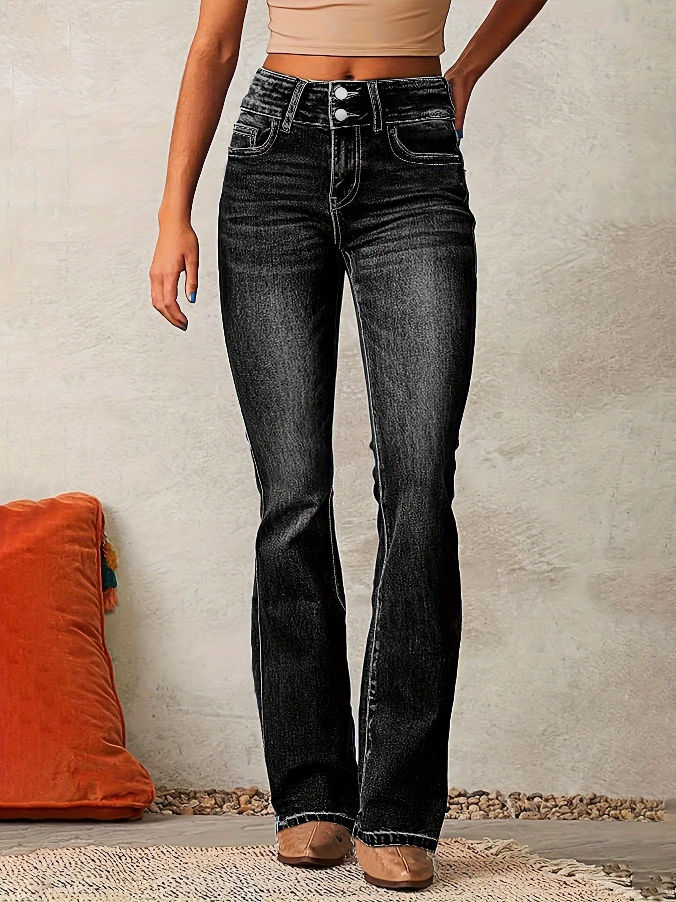 Jeans Femme Évasés Taille Haute au Style Rétro et Confort Optimal 2
