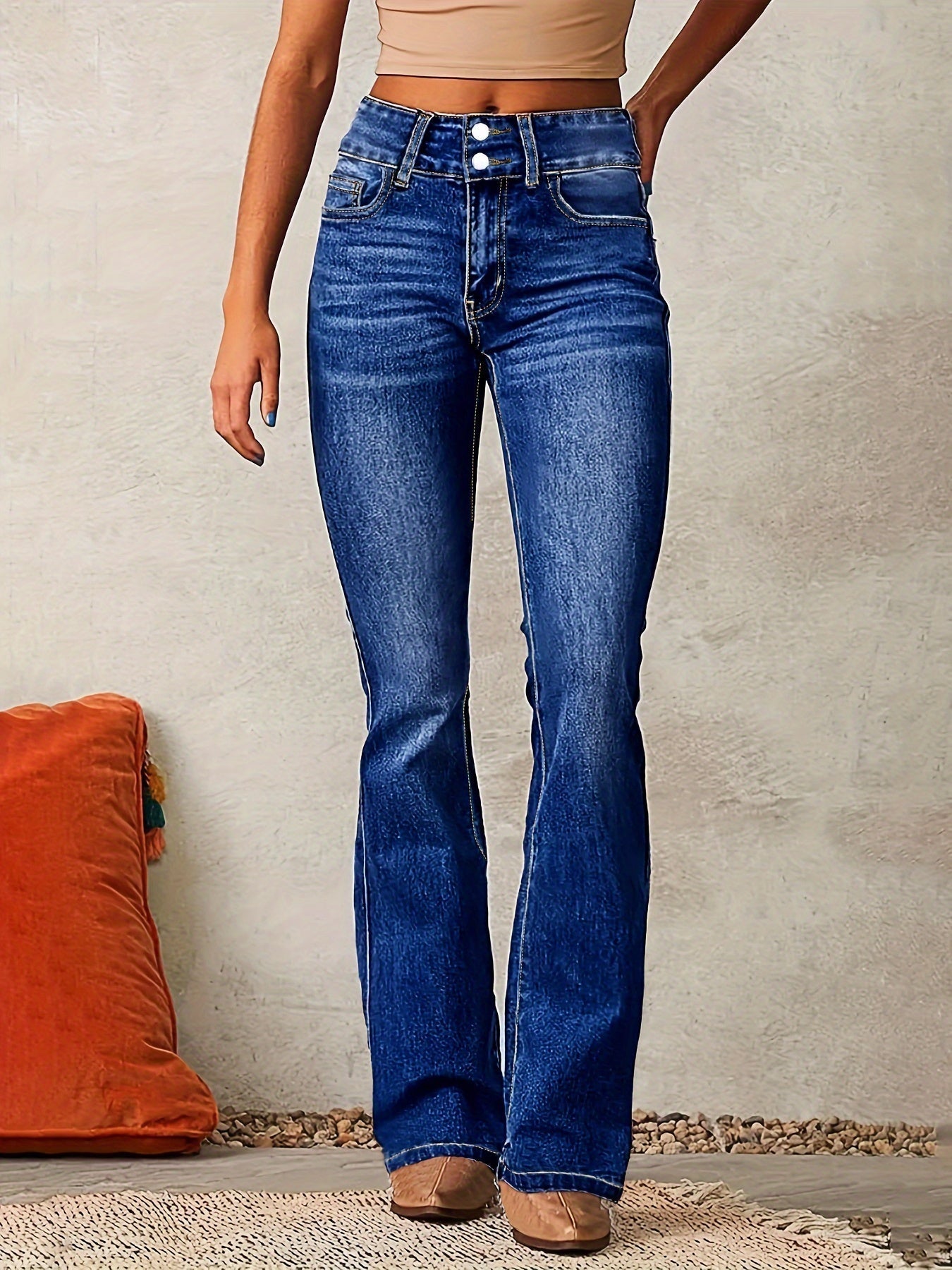 Jeans Femme Évasés Taille Haute au Style Rétro et Confort Optimal 3
