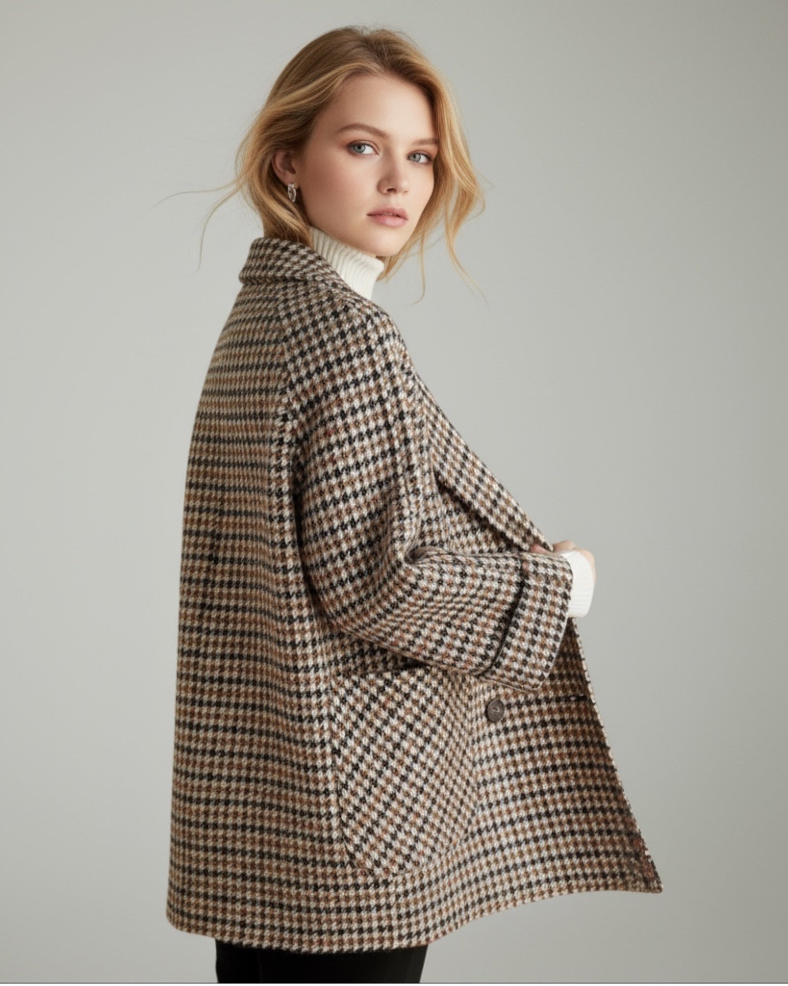 Manteau Blazer Femme – Élégant Motif Pied-de-Poule pour un Style Polyvalent et Confort Optimal 4