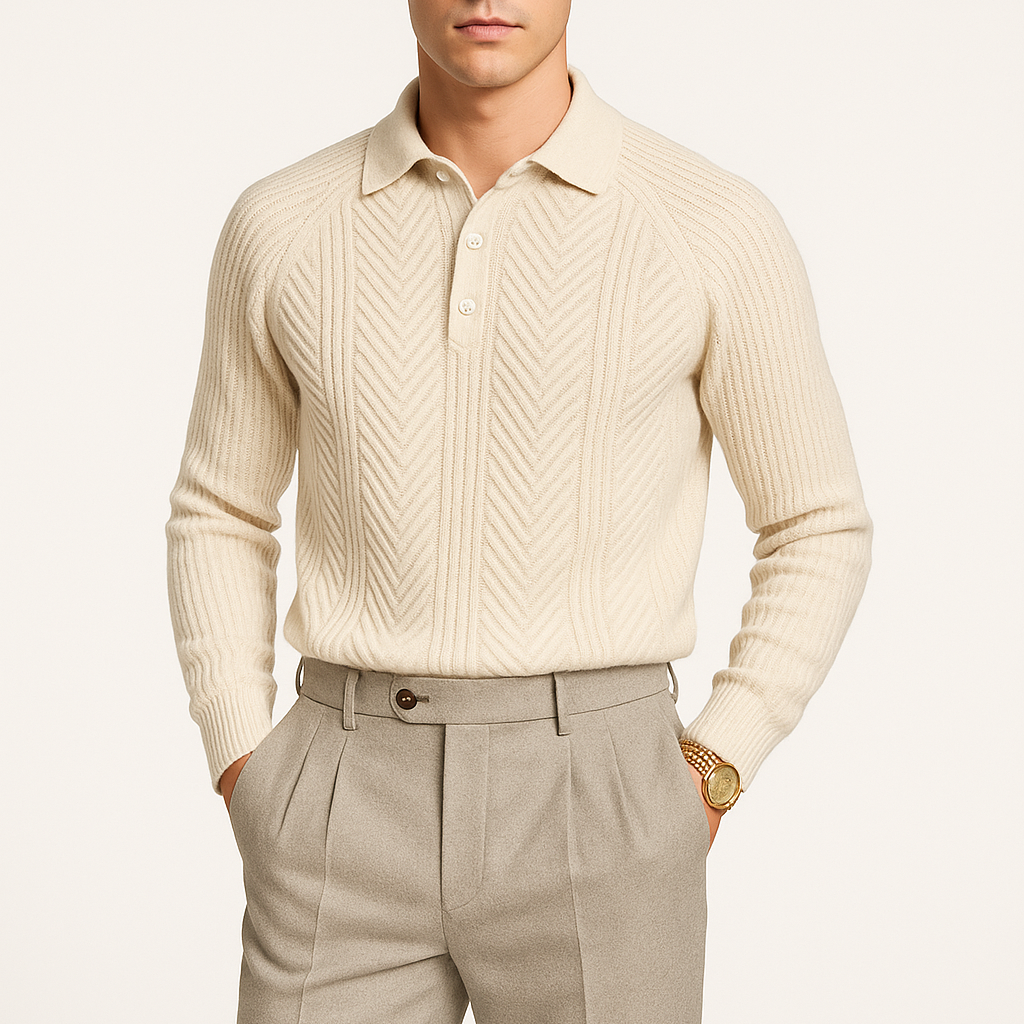 Polo Masculin Élégant avec Col Nerveux 0