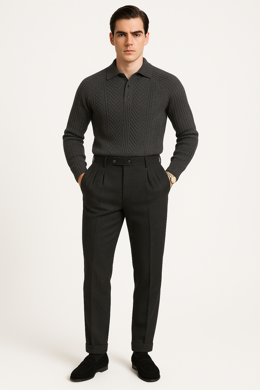 Polo Masculin Élégant avec Col Nerveux 1