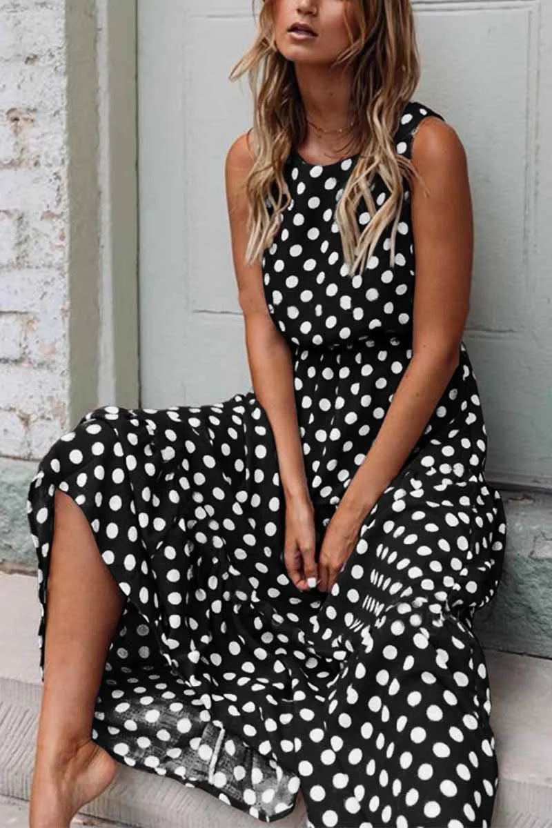 Robe Longue Femme Décontractée à Pois pour un Confort Estival 4