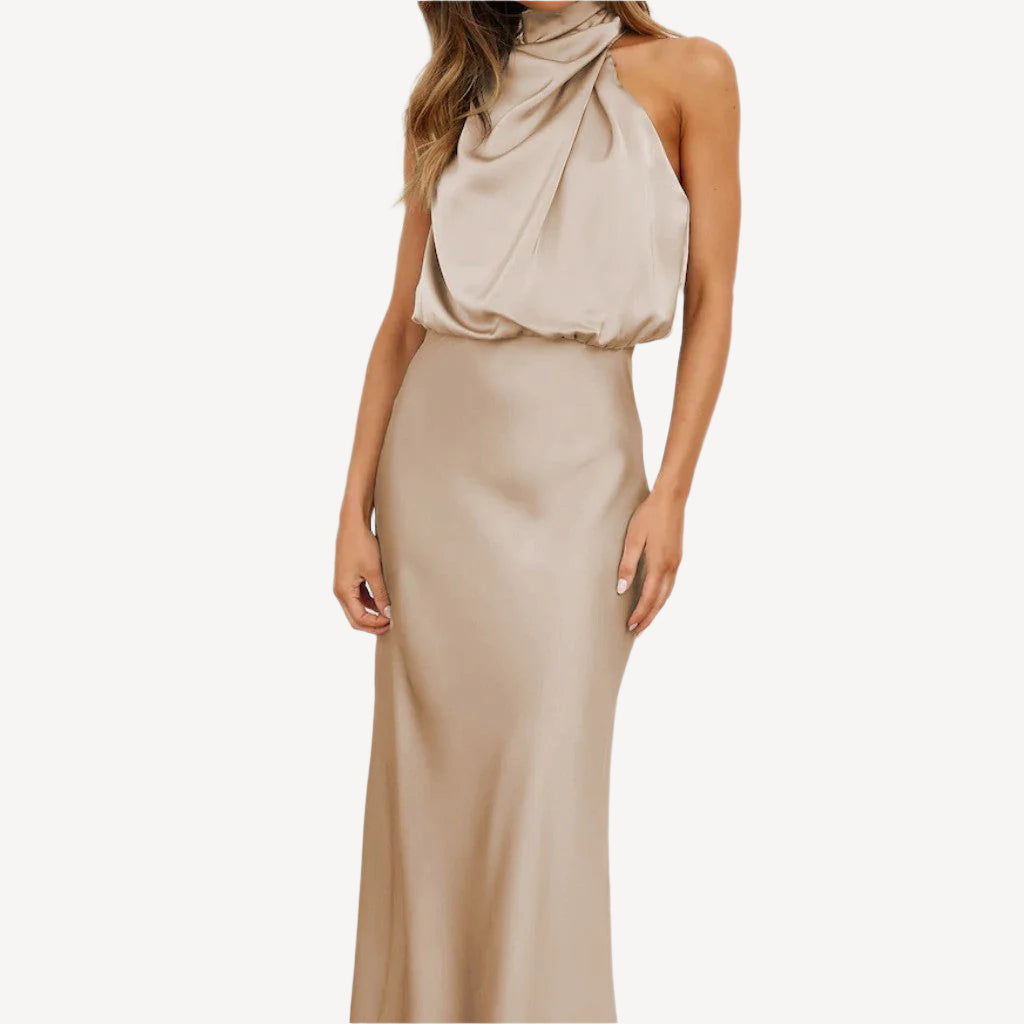 Robe Longue Femme Élégante au Col Haut pour un Style Chic 0