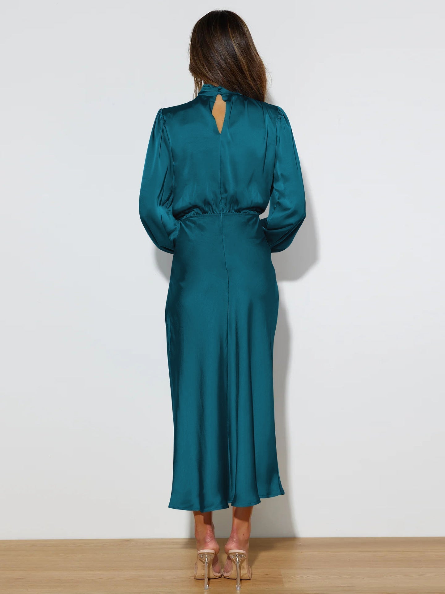 Robe Midi Chic Femme au Col Montant Élégante pour Occasions Spéciales 6