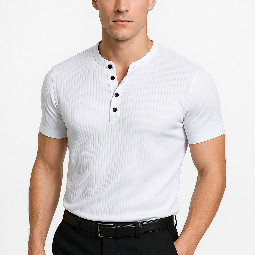 T-Shirt Homme Henley Ajusté au Style Athlétique 0