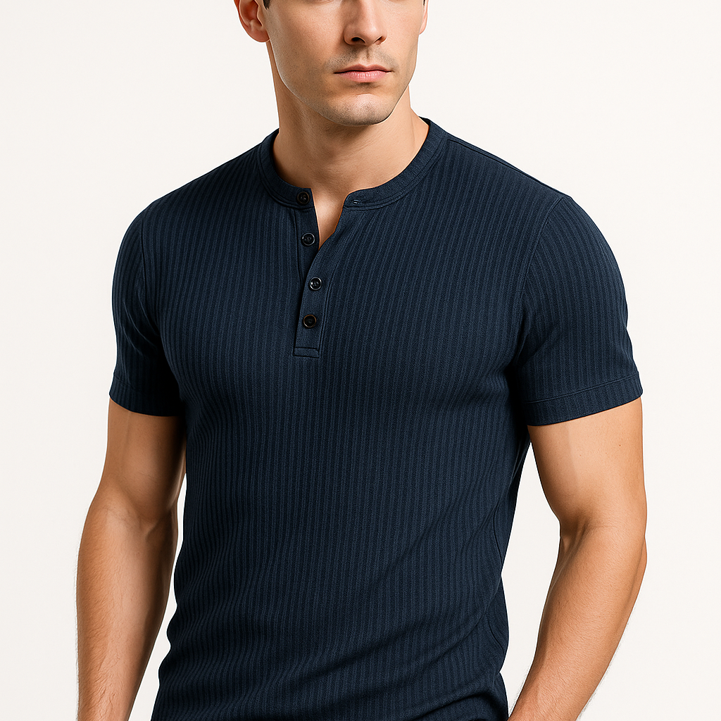 T-Shirt Homme Henley Ajusté au Style Athlétique 1