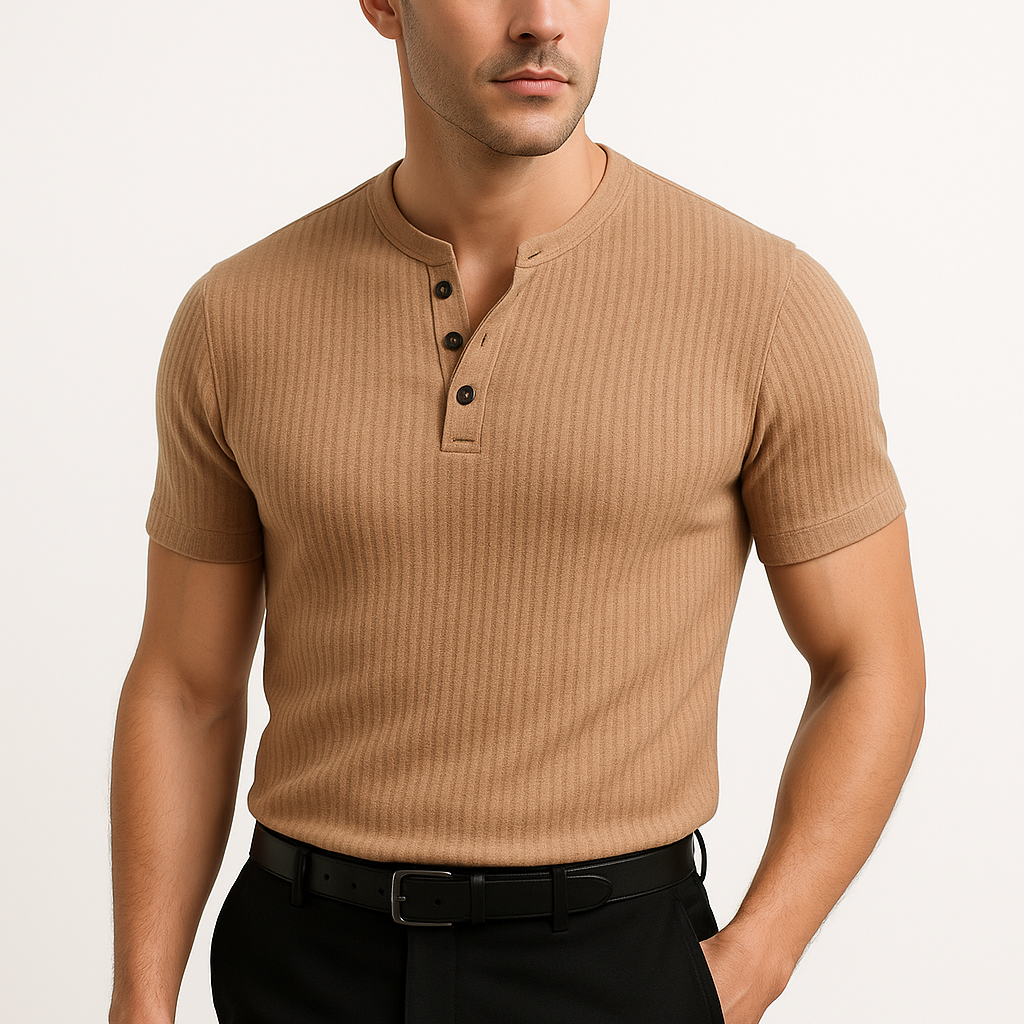T-Shirt Homme Henley Ajusté au Style Athlétique 2