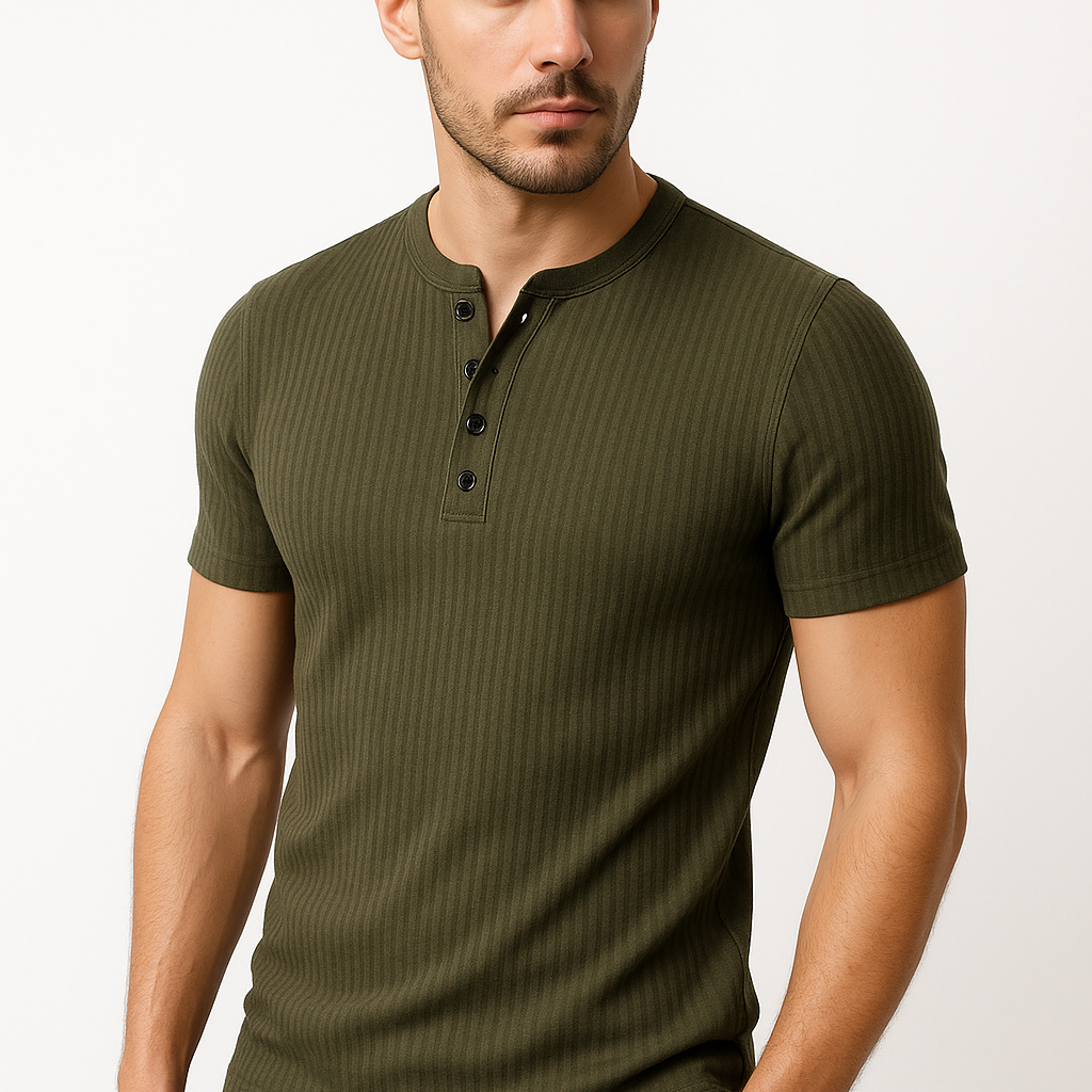 T-Shirt Homme Henley Ajusté au Style Athlétique 3