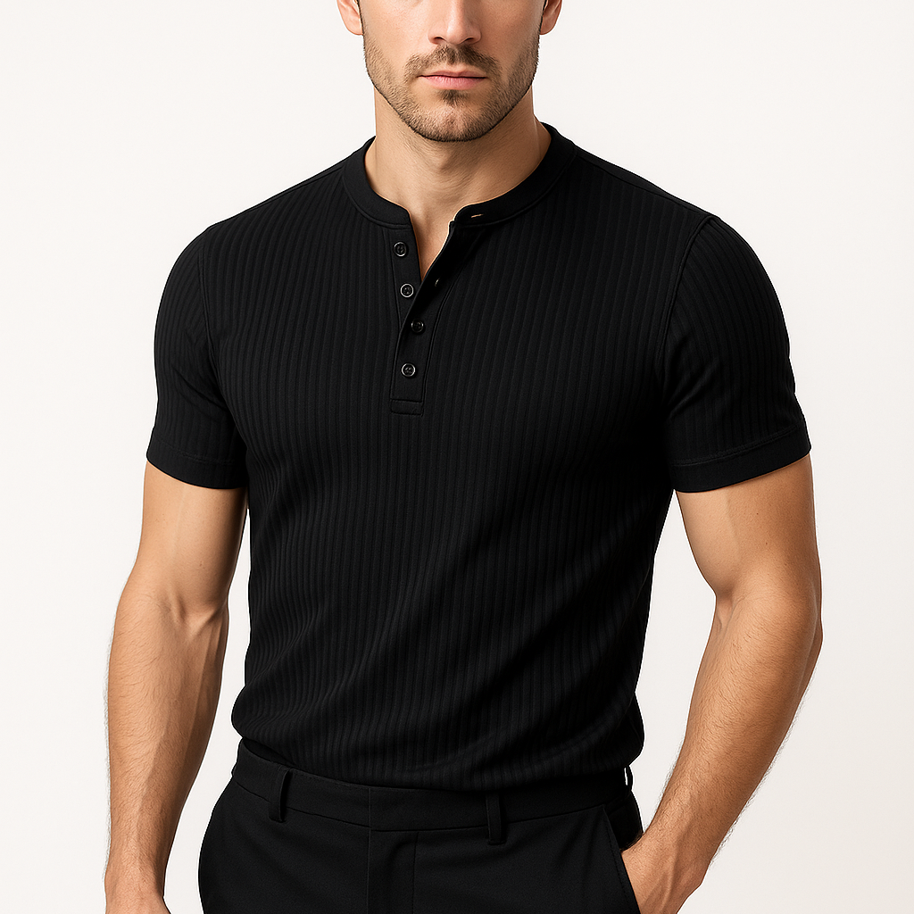 T-Shirt Homme Henley Ajusté au Style Athlétique 4