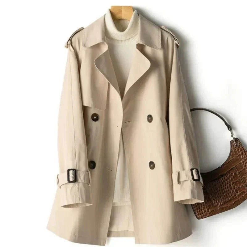 Trench Femme Classique à Double Rang avec Ceinture Ajustable et Style Élégant 1