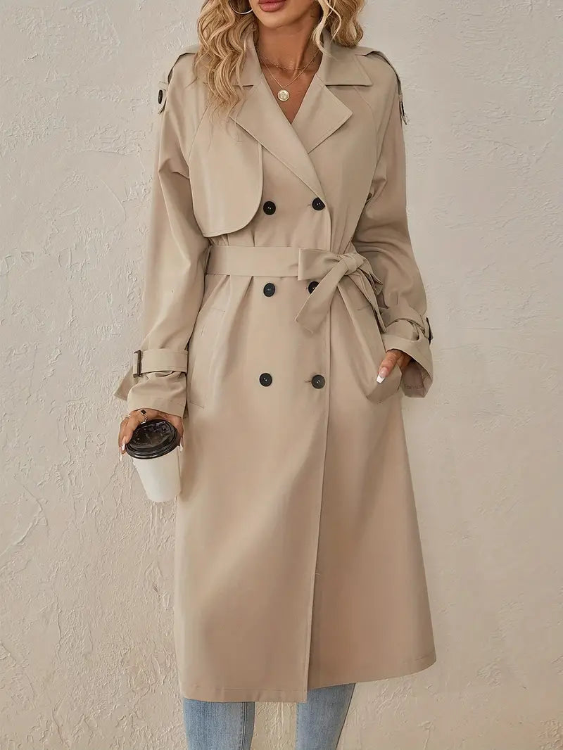 Trench Femme Long Élégant avec Boutons pour un Style Chic 0