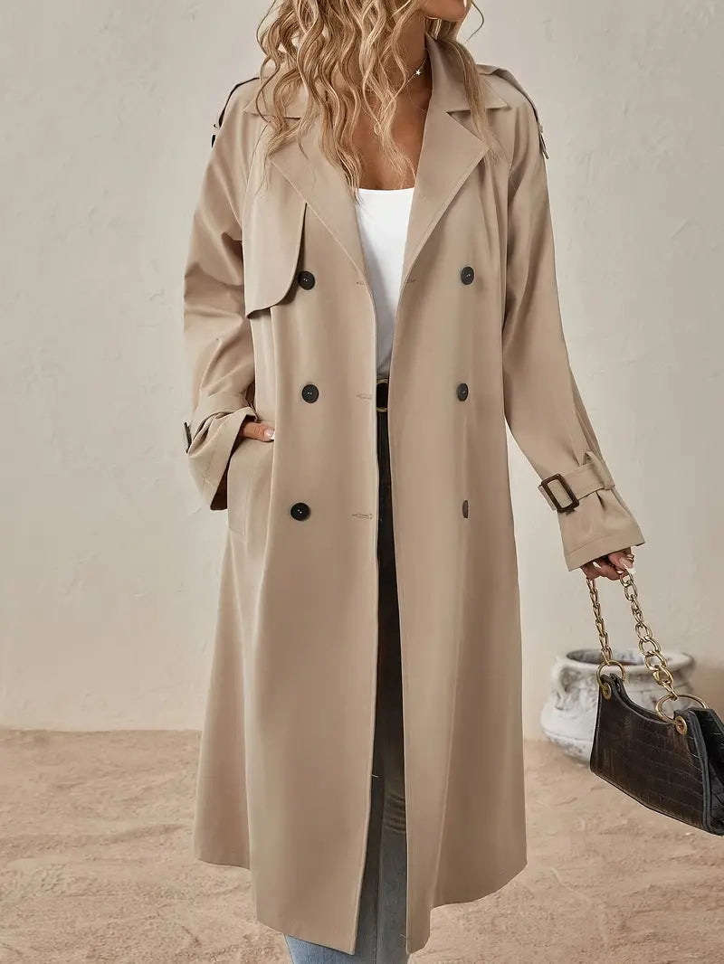 Trench Femme Long Élégant avec Boutons pour un Style Chic 1