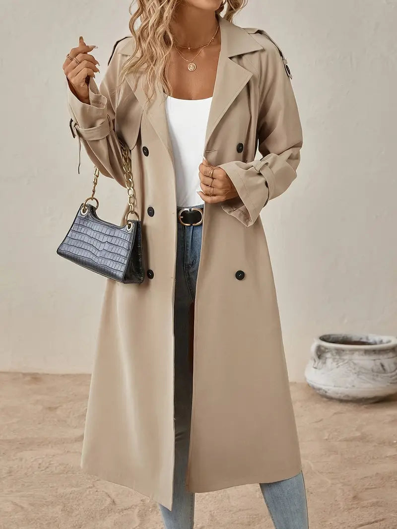 Trench Femme Long Élégant avec Boutons pour un Style Chic 2