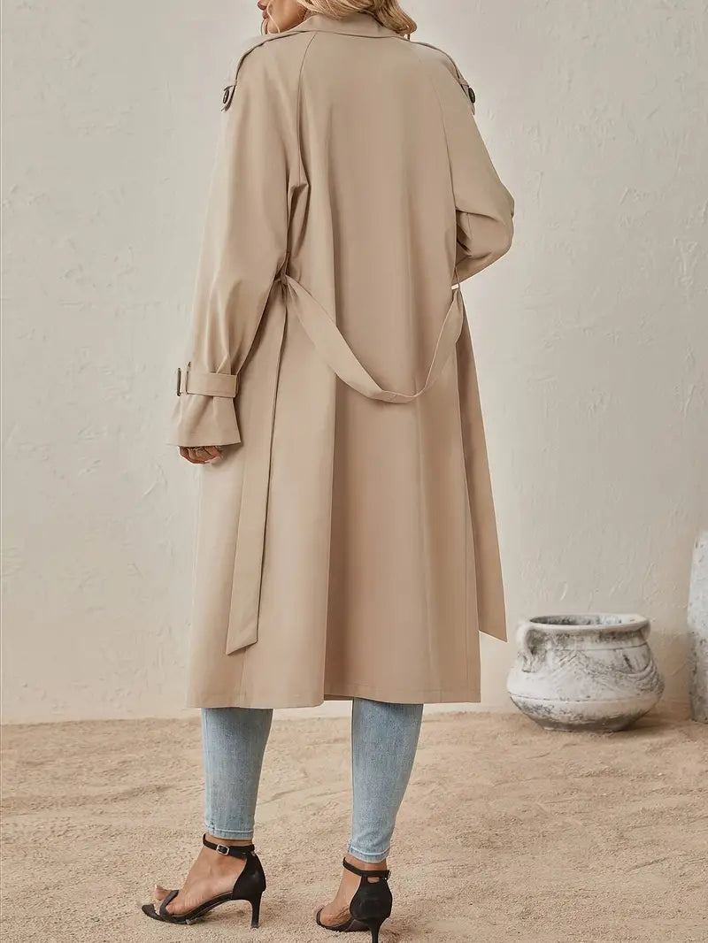 Trench Femme Long Élégant avec Boutons pour un Style Chic 3