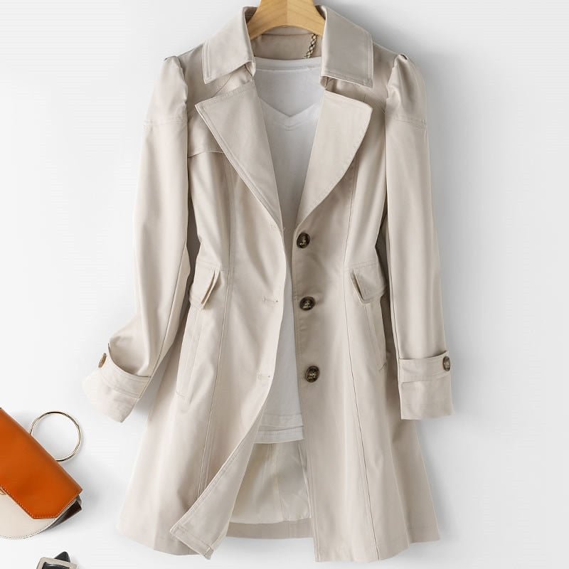 Trenchcoat Femme Élégant et Polyvalent en Beige, Noir, Khaki et Rose – Coupe Classique et Confort Optimal 0