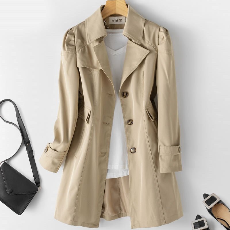 Trenchcoat Femme Élégant et Polyvalent en Beige, Noir, Khaki et Rose – Coupe Classique et Confort Optimal 2