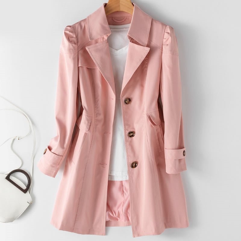 Trenchcoat Femme Élégant et Polyvalent en Beige, Noir, Khaki et Rose – Coupe Classique et Confort Optimal 4