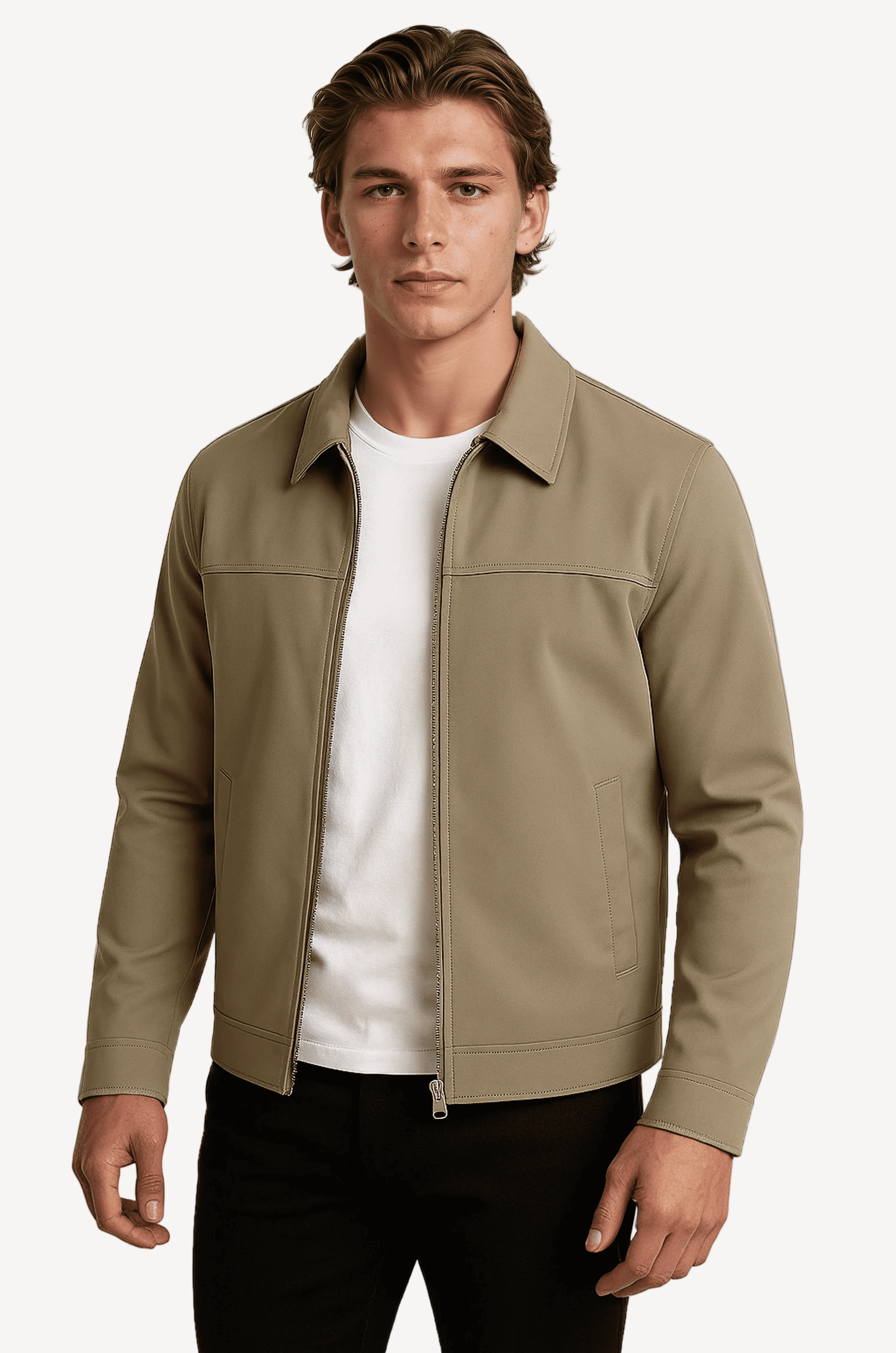 Veste Décontractée Kaki Élégante pour Hommes et Femmes avec Doublure à Carreaux 0