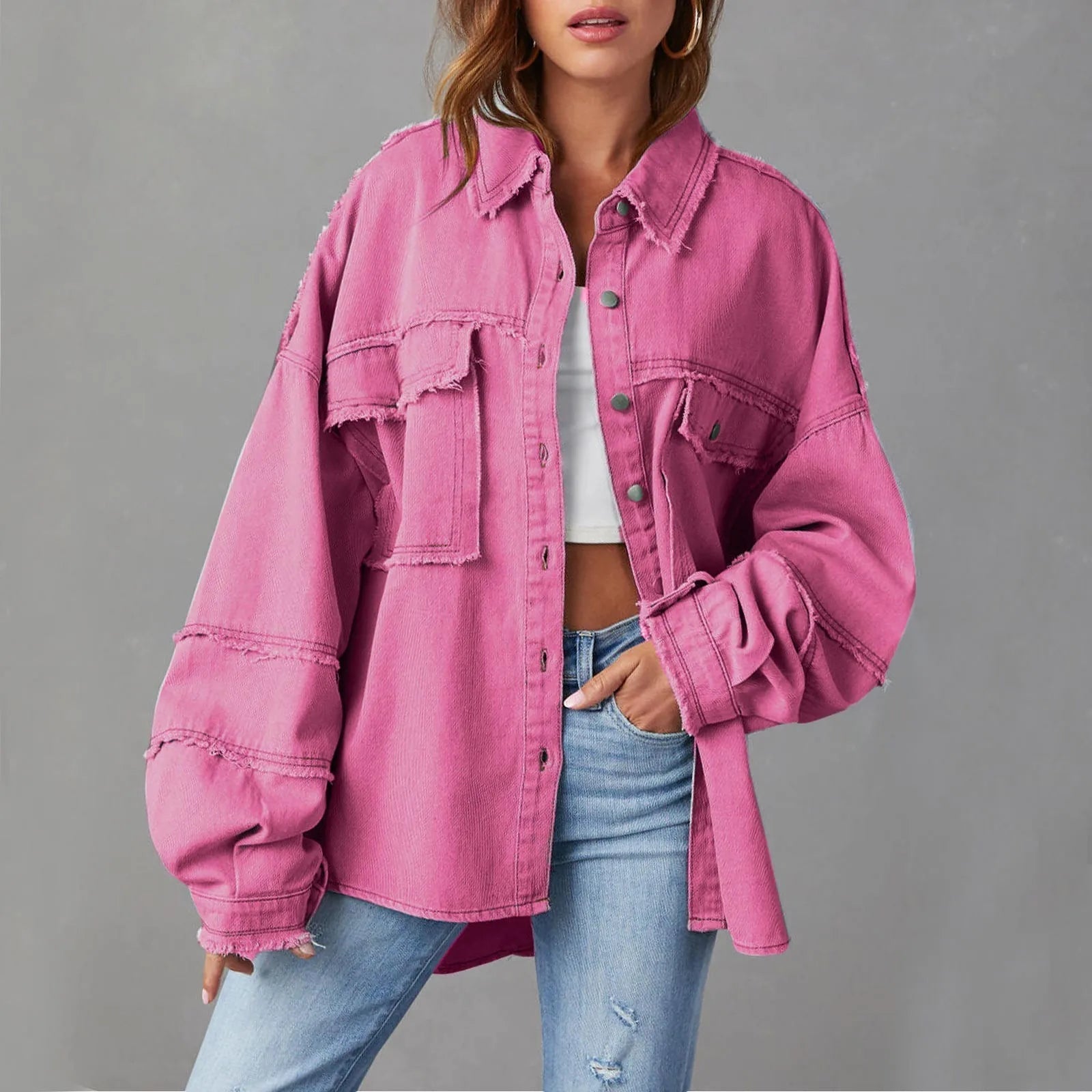 Veste en Jean Femme Larges au Style Énergique et Confortable pour Toutes Occasions 0