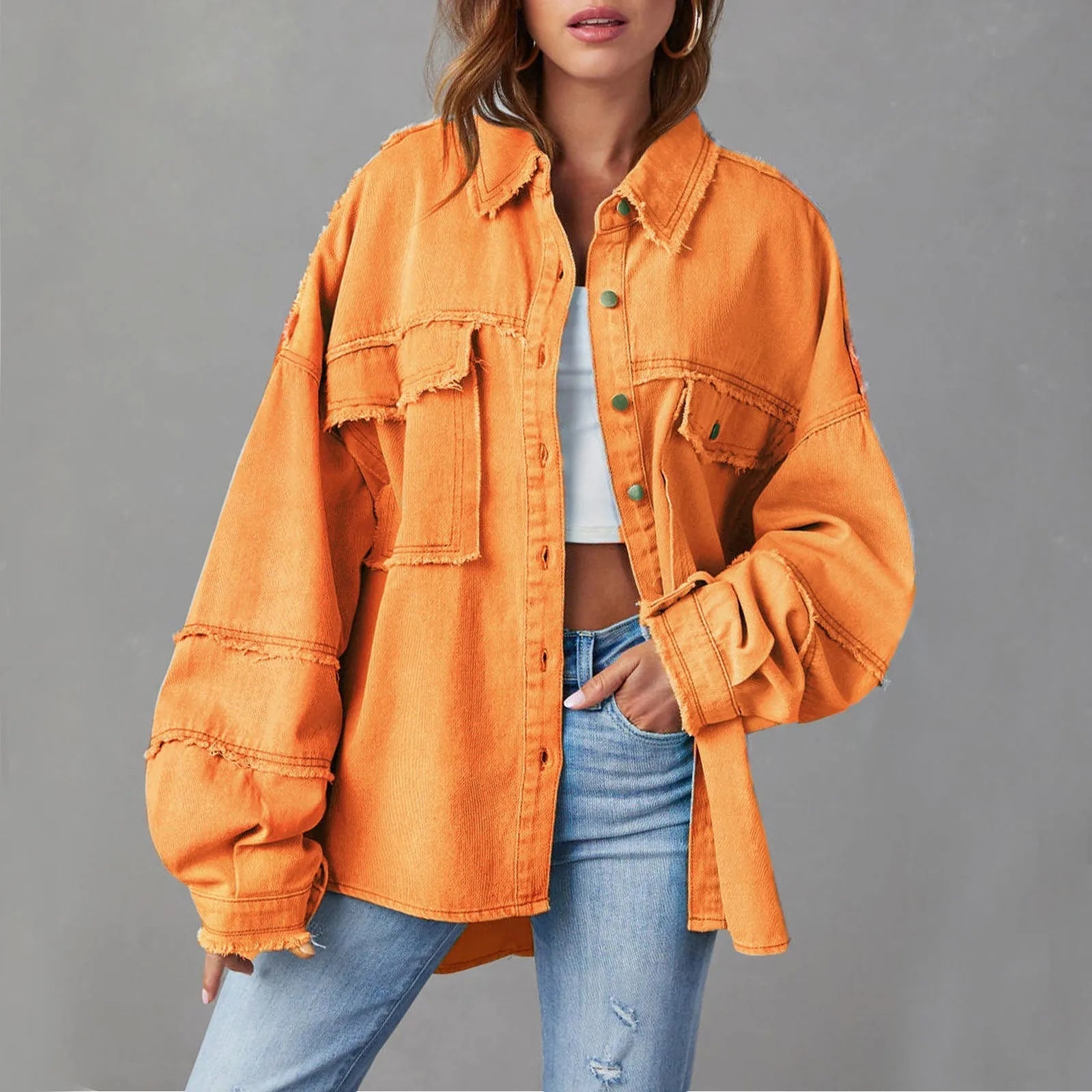 Veste en Jean Femme Larges au Style Énergique et Confortable pour Toutes Occasions 8