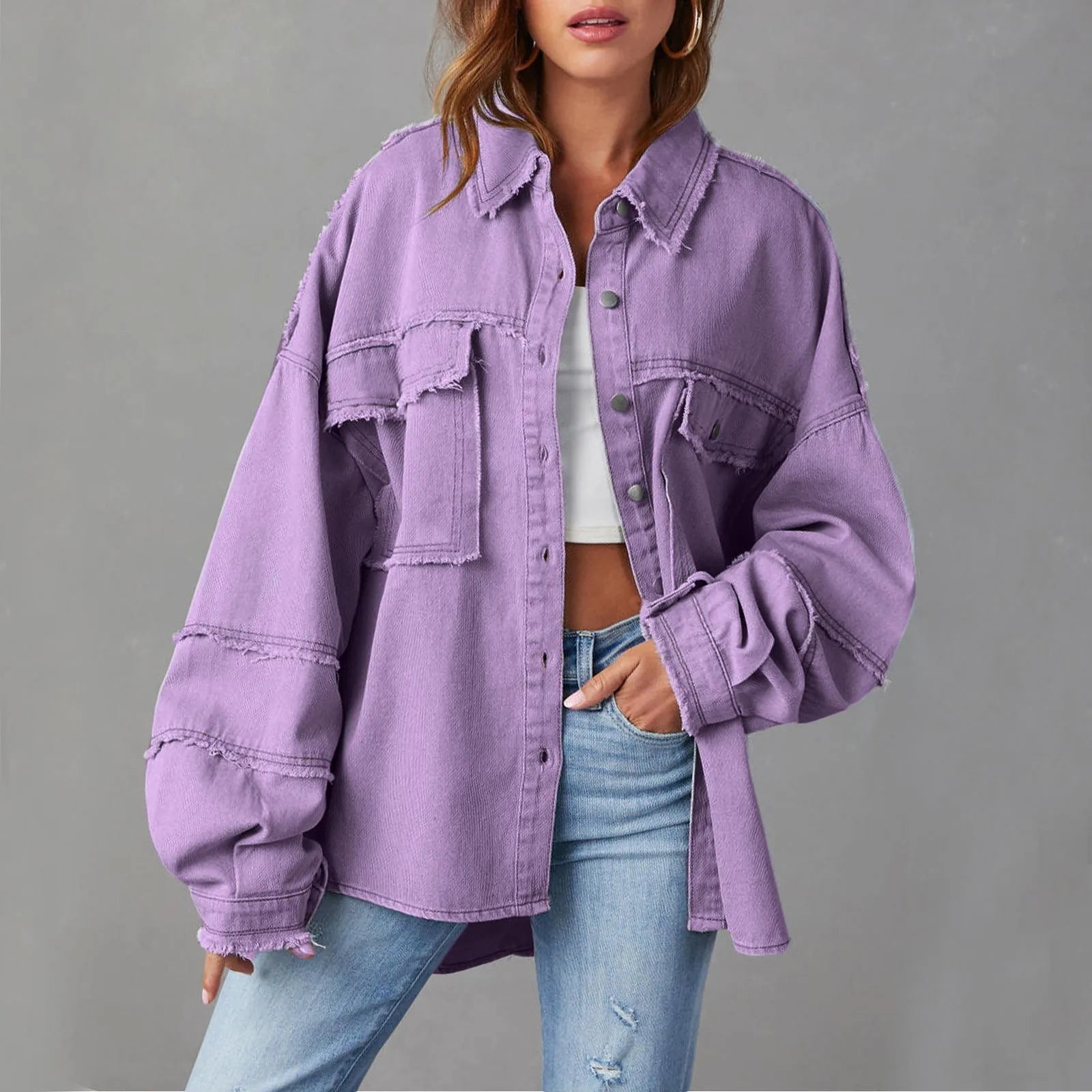 Veste en Jean Femme Larges au Style Énergique et Confortable pour Toutes Occasions 9