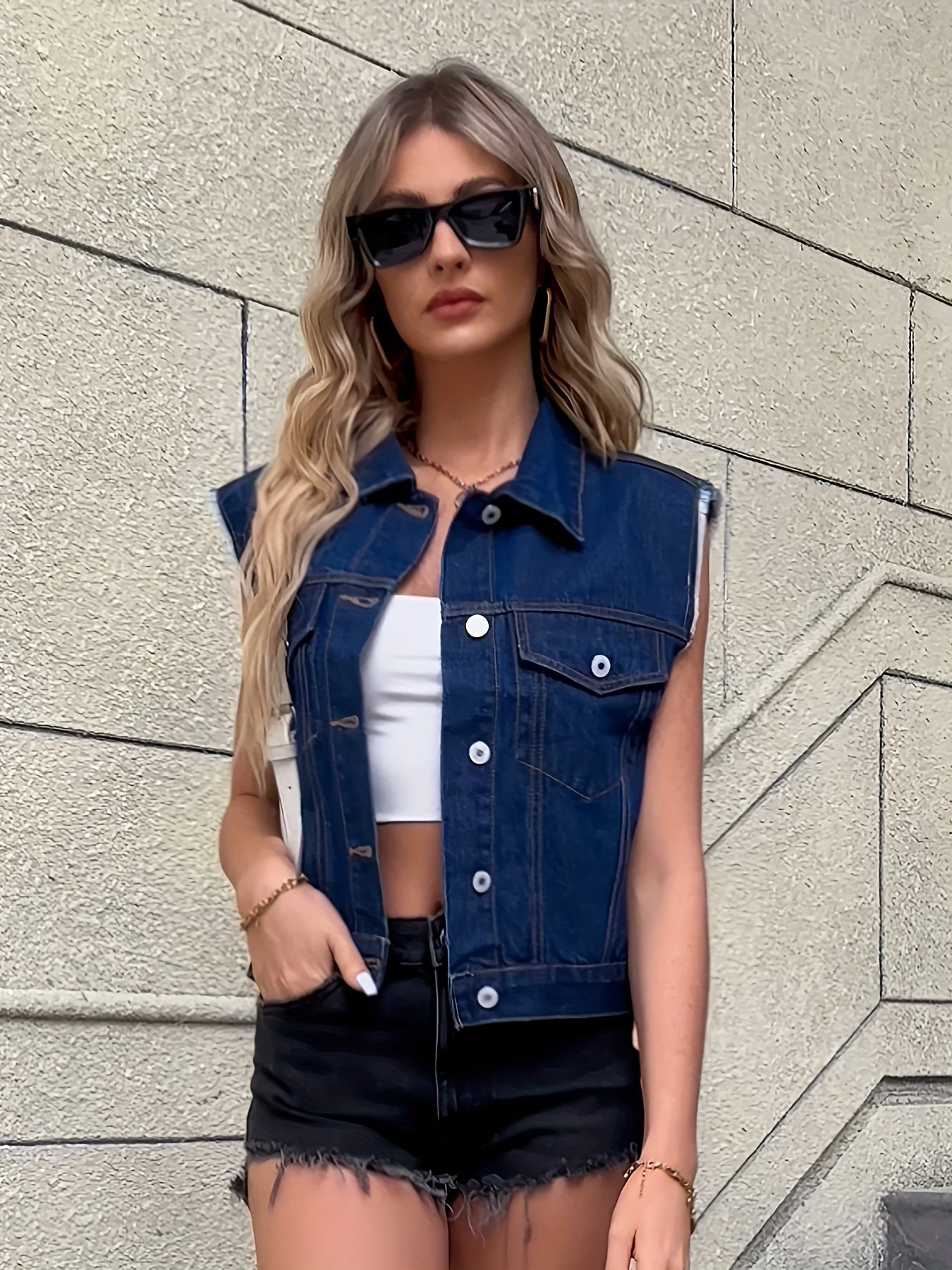 Veste en Jean Sans Manches Femme au Style Intemporel et Confort Optimal 6