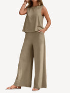 Ensemble Tailleur Femme Élégant et Confortable à Pantalon Large-1