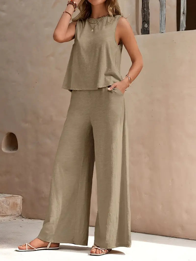 Variant image for Ensemble Tailleur Femme Élégant et Confortable à Pantalon Large-1