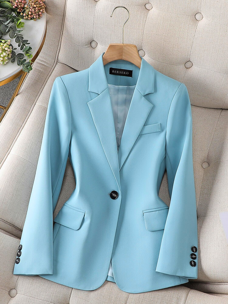 Blazer Femme Rose Slim Fit Élégant avec Revers Classique 0