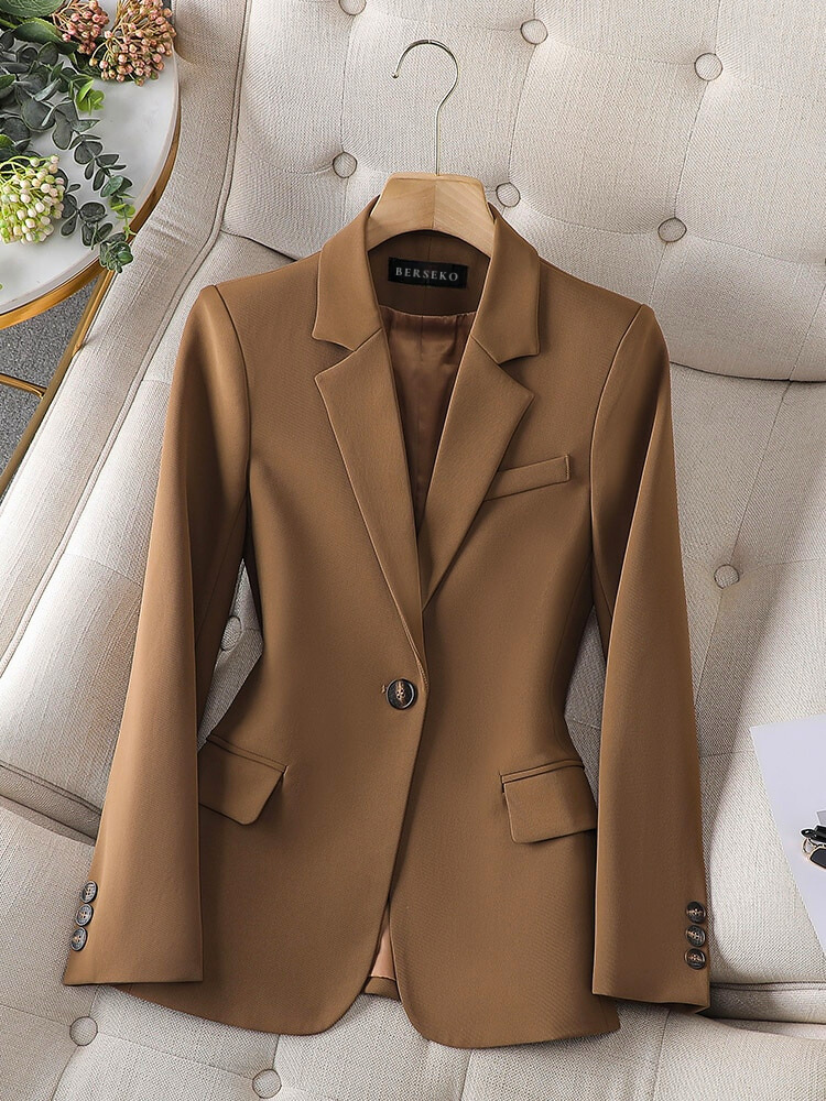 Blazer Femme Rose Slim Fit Élégant avec Revers Classique 2