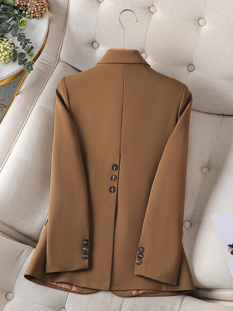 Blazer Femme Rose Slim Fit Élégant avec Revers Classique 6