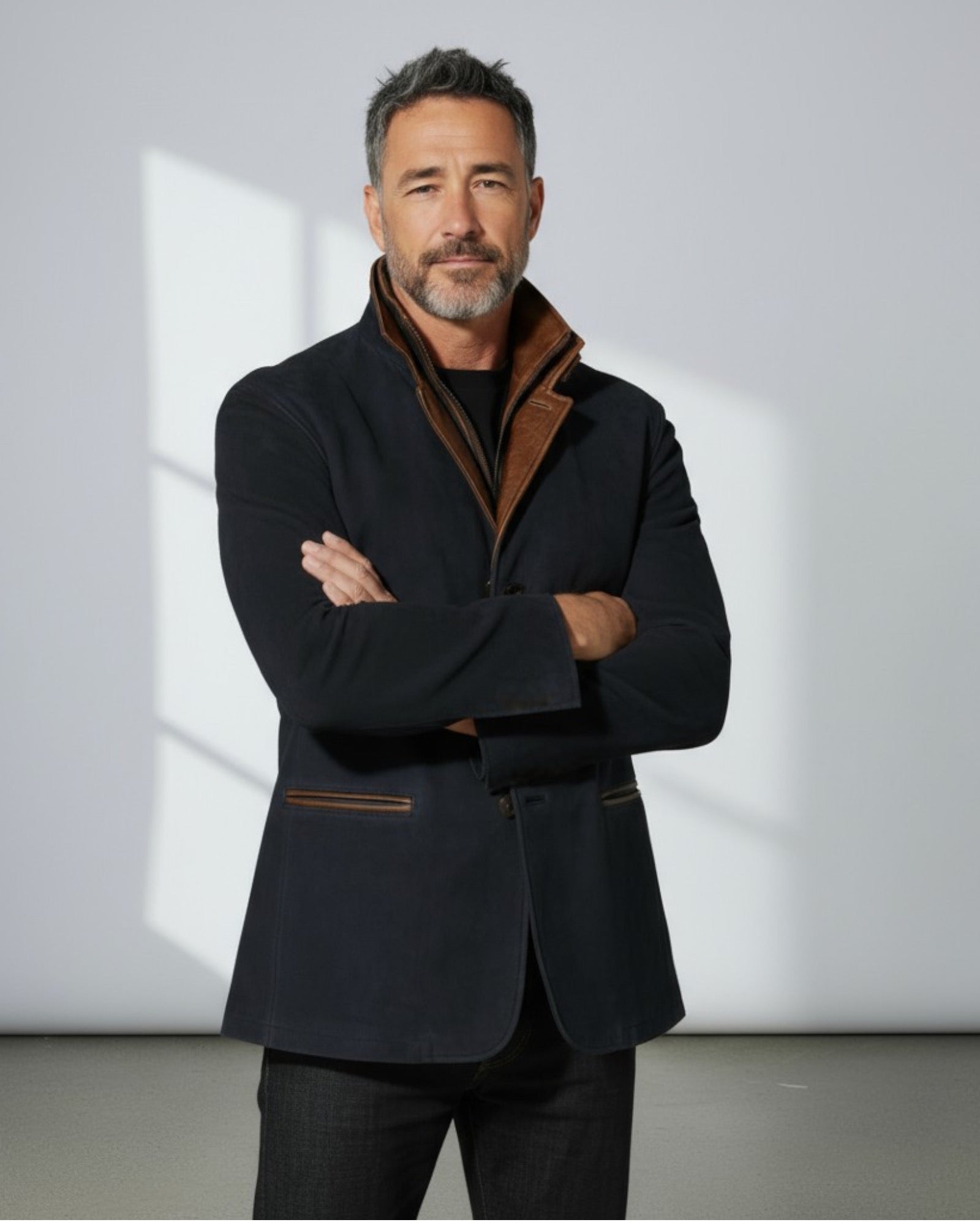 Blazer Homme – Veste Élégante en Faux Suède avec Col Montant pour un Style Sophistiqué en Automne/Hiver 3