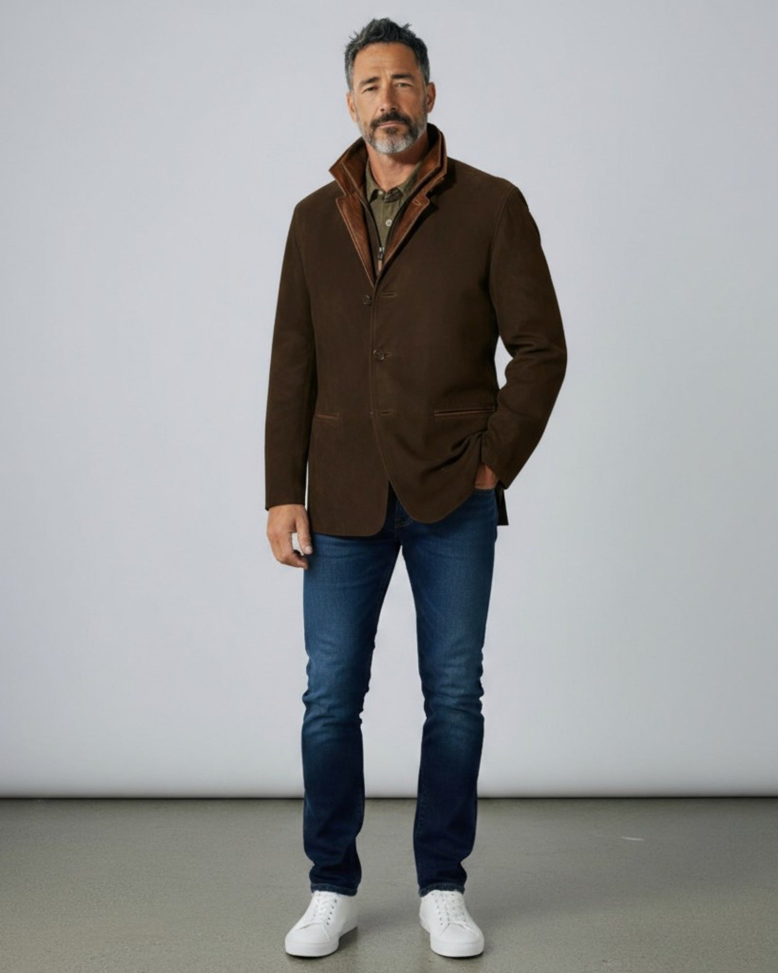 Blazer Homme – Veste Élégante en Faux Suède avec Col Montant pour un Style Sophistiqué en Automne/Hiver 7