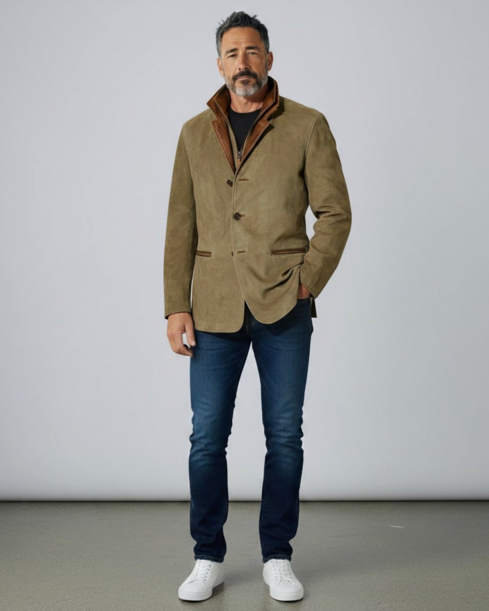 Blazer Homme – Veste Élégante en Faux Suède avec Col Montant pour un Style Sophistiqué en Automne/Hiver 8