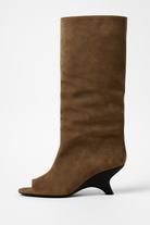 Bottes Hautes à Talons Épais avec orteils Peep Élégantes et Confortables pour Femmes 6