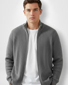 Cardigan Homme Zippé – Design Côtelé Élégant pour un Confort Quotidien 1